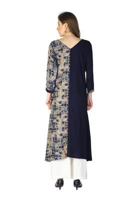 Blue embroidered rayon embroidered-kurtis 1