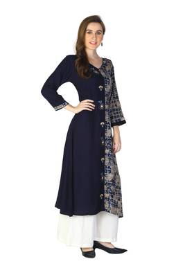 Blue embroidered rayon embroidered-kurtis 2
