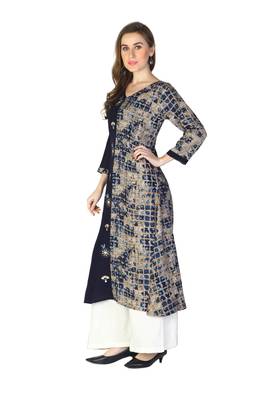 Blue embroidered rayon embroidered-kurtis 3