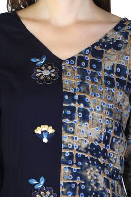 Blue embroidered rayon embroidered-kurtis 4
