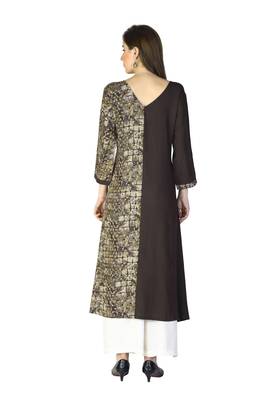Brown embroidered rayon embroidered-kurtis 2