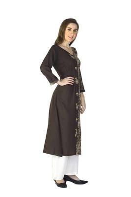 Brown embroidered rayon embroidered-kurtis 3
