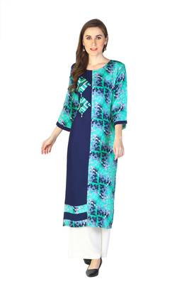 Blue embroidered rayon embroidered-kurtis 1