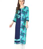 Blue embroidered rayon embroidered-kurtis