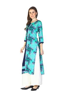 Blue embroidered rayon embroidered-kurtis 4