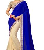 Blue embroidered georgette saree with blouse