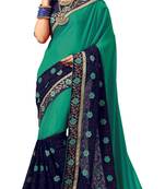 Green embroidered silk saree with blouse