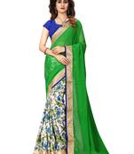 Green embroidered georgette saree with blouse