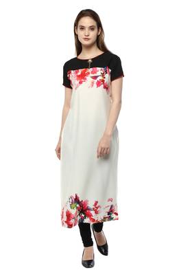 White printed crepe kurti 1