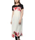 White printed crepe kurti