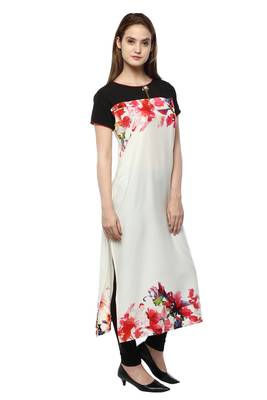 White printed crepe kurti 3