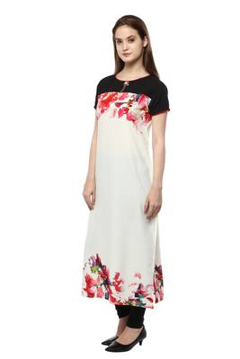White printed crepe kurti 4