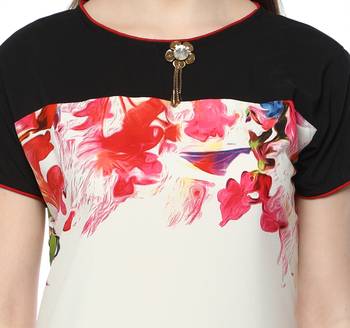 White printed crepe kurti 5