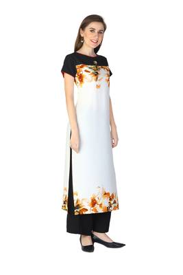 Orange printed crepe kurti 3