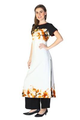 Orange printed crepe kurti 4