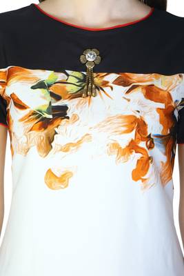 Orange printed crepe kurti 5