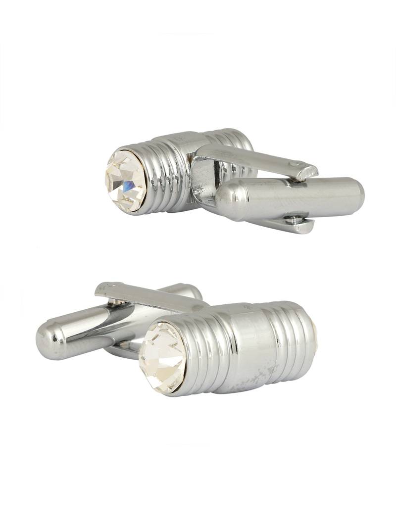 cylinder american diamond studded bullet cufflink pair