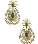Flower Filigree Antique Rhodium Pearl Green Earring For Women