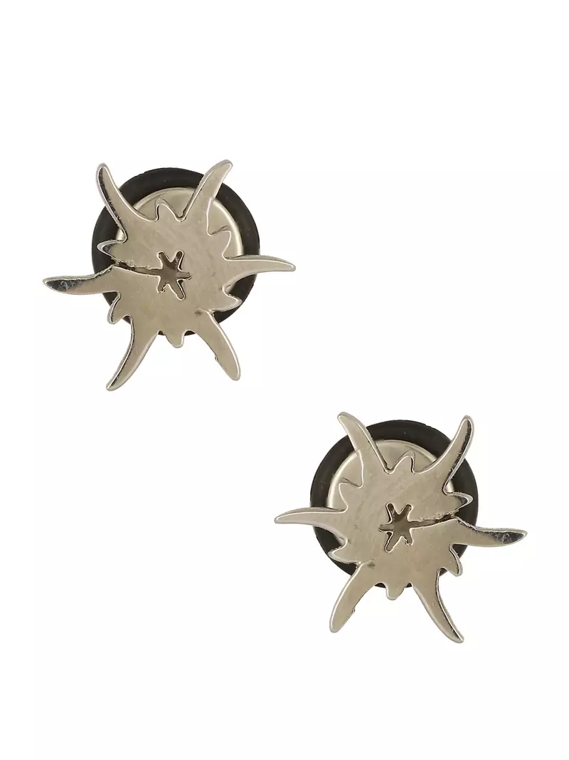 316L surgical stainless steel mens boys ear stud pair earring high polish star bust