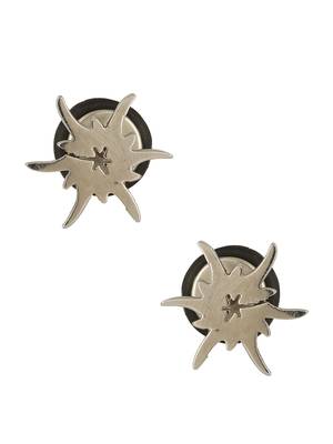 316L surgical stainless steel mens boys ear stud pair earring high polish star bust 1