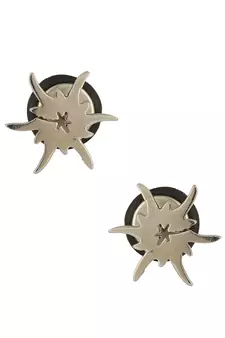 316L surgical stainless steel mens boys ear stud pair earring high polish star bust