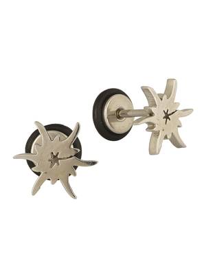 316L surgical stainless steel mens boys ear stud pair earring high polish star bust 2