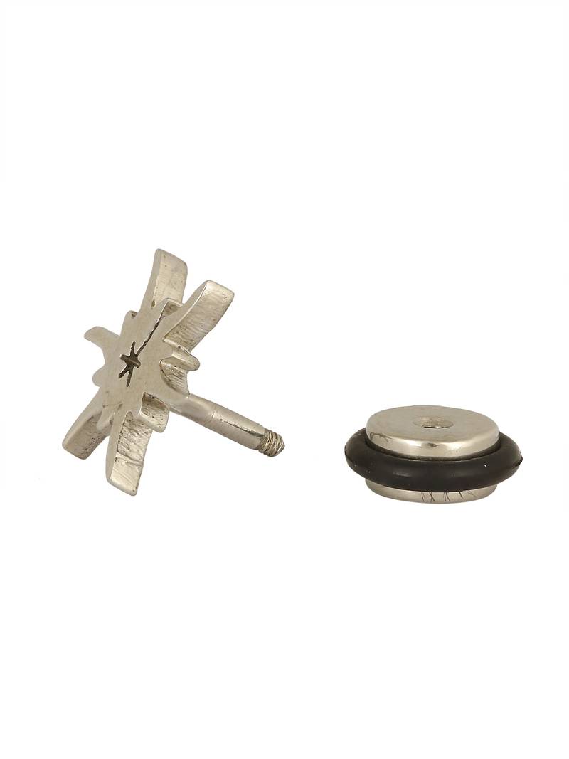 316L surgical stainless steel mens boys ear stud pair earring high polish star bust