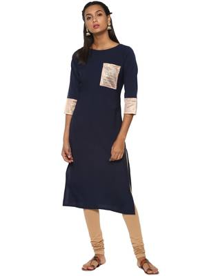Blue plain crepe kurti 1