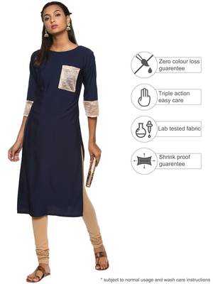 Blue plain crepe kurti 2