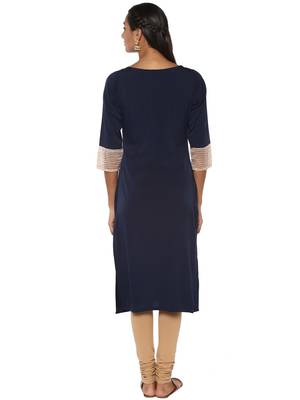 Blue plain crepe kurti 3