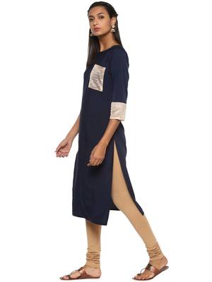 Blue plain crepe kurti 4