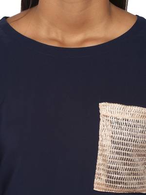 Blue plain crepe kurti 5