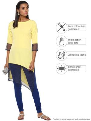 Yellow plain crepe kurti 2