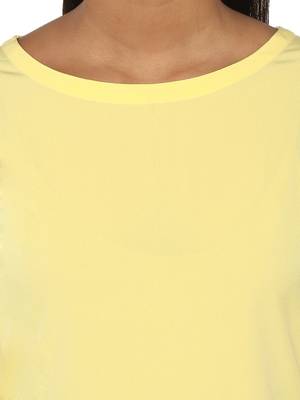 Yellow plain crepe kurti 5