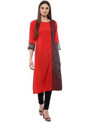 Red plain crepe kurti 1