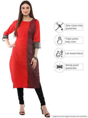 Red plain crepe kurti 2