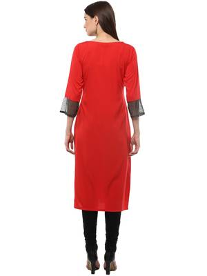 Red plain crepe kurti 3