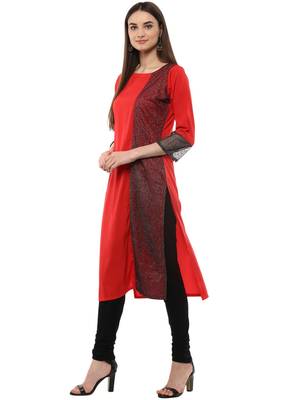 Red plain crepe kurti 4