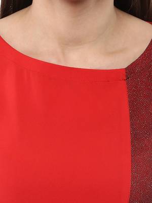 Red plain crepe kurti 5
