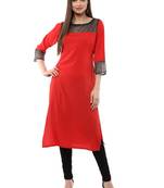 Red plain crepe kurti