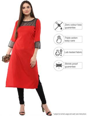 Red plain crepe kurti 2