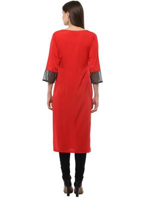 Red plain crepe kurti 3