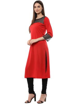 Red plain crepe kurti 4