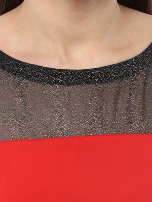 Red plain crepe kurti 5