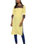 Yellow plain crepe kurti