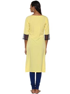 Yellow plain crepe kurti 3