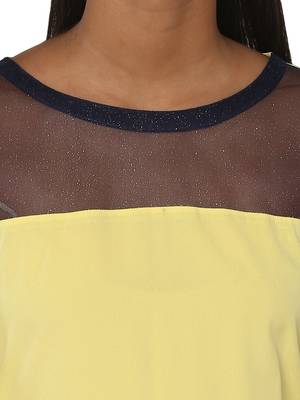 Yellow plain crepe kurti 5