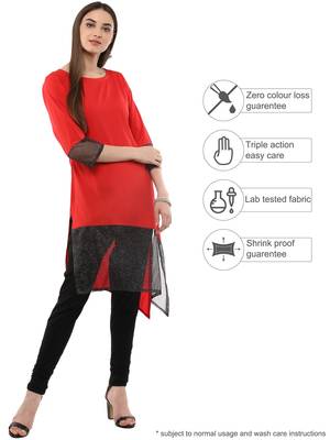 Red plain crepe kurti 2