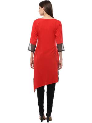 Red plain crepe kurti 3