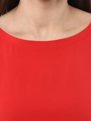 Red plain crepe kurti 5